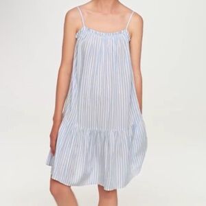 H&M Blue and White Striped Sundress Dress Large